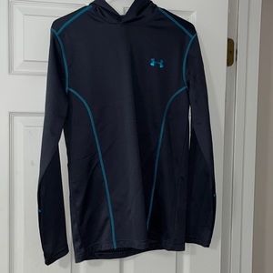 Under Armour cold gear hoodie, medium, gray with blue stitching